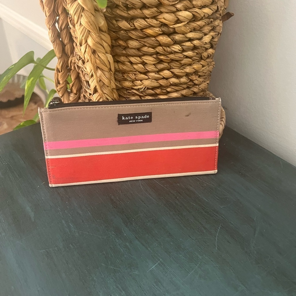 KATE SPADE Stacy Laurel Way Bonita Stripe Black Pink white red leather
